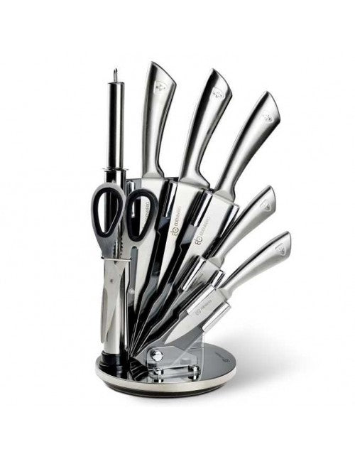 Stainless steel knife set with stand