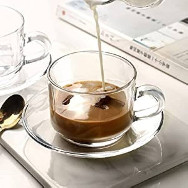 Glass set of cup and saucer (6pcs)