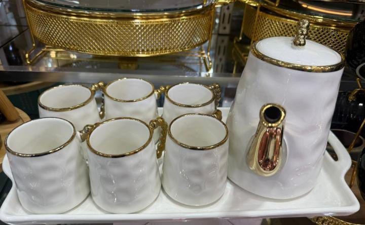White Gold tea set with tray