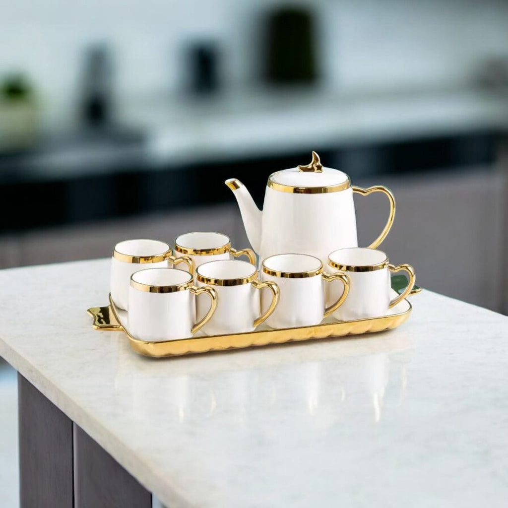 White Gold tea set with tray